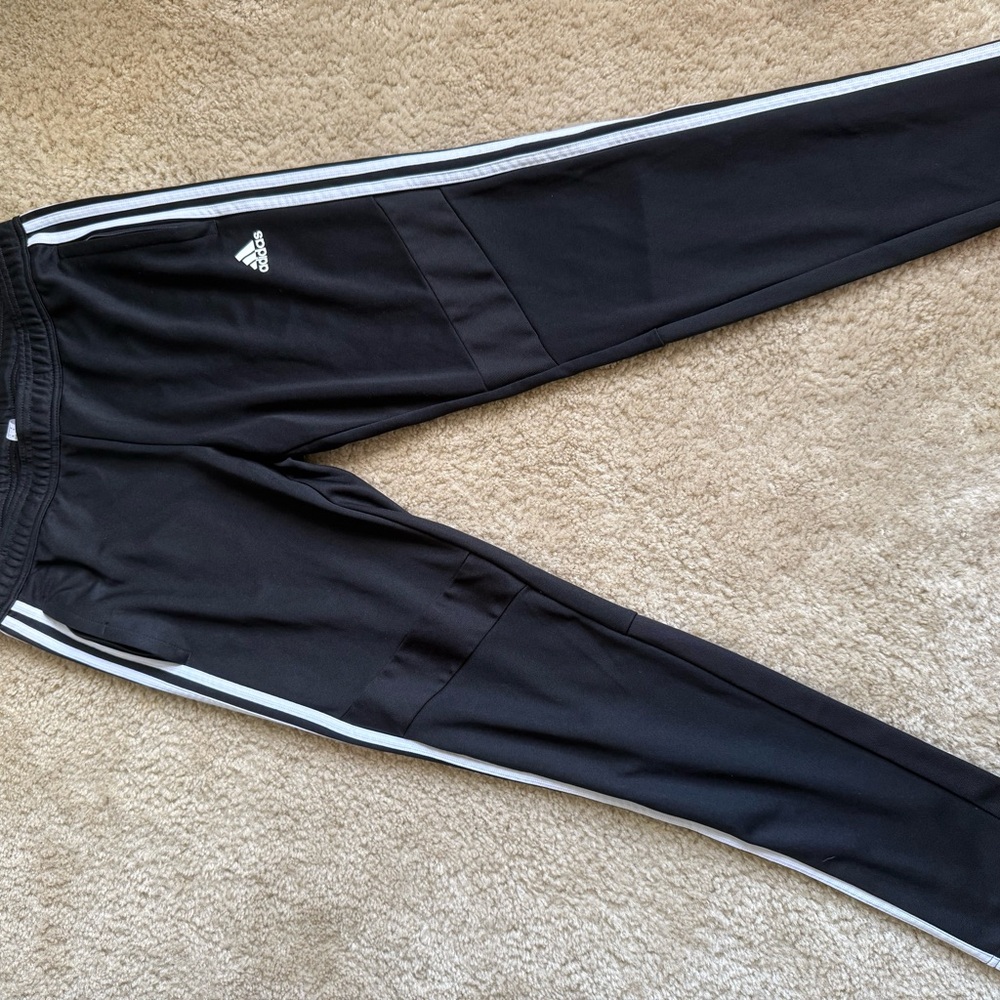 Adidas Kids Black Joggers with White Stripes